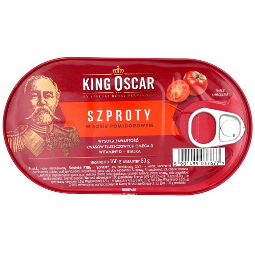 Szproty w sosie pomidorowym 160g KingOscar